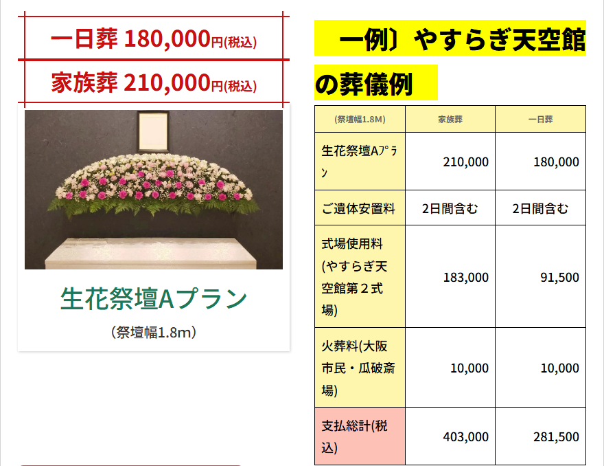 生花祭壇Aプラン